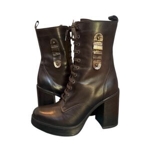 Emanuel Crasto leather platform combat boots — made in Italy Size 8